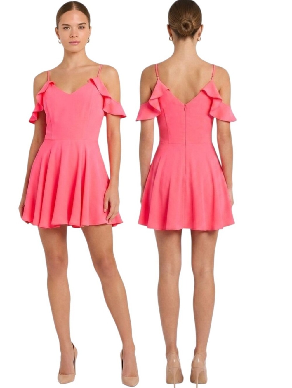 AMANDA UPRICHARD "Tate" Pink Cold Shoulder Silk Dress - Size L
